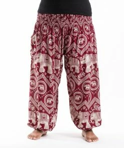 HaremPants.com Plus Size Imperial Elephant Women's Elephant Pants In Red