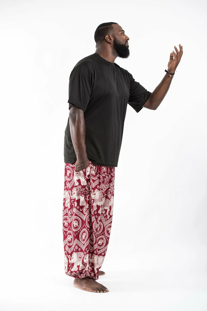 HaremPants.com Plus Size Imperial Elephant Men's Elephant Pants In Red 5 HaremPants.com Plus Size Imperial Elephant Men's Elephant Pants In Red