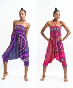 HaremPants.com Tribal Chakras Jumpsuit Harem Pants In Pink Women's