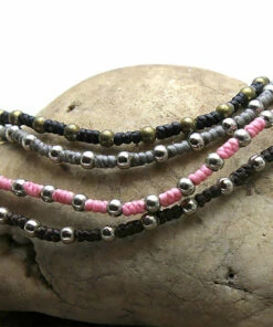 HaremPants.com Handmade Bracelets Waxed Cotton With Beads Bracelets 4 Pcs. PACK